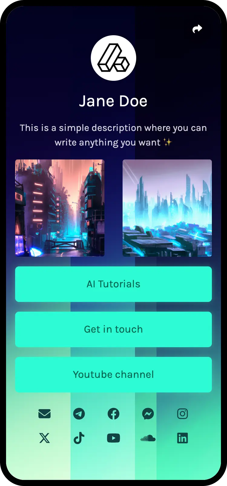 바이오링크 페이지 예시 화면